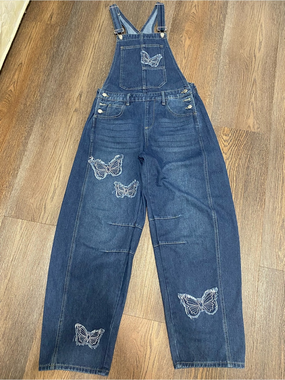 Forever 21 Dark Blue Denim Butterfly Overalls